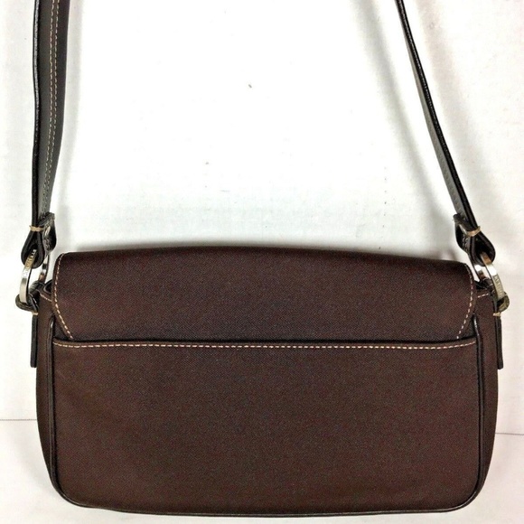 Cole Haan Brown Fabric Leather Trim Shoulder Bag - Picture 2 of 8